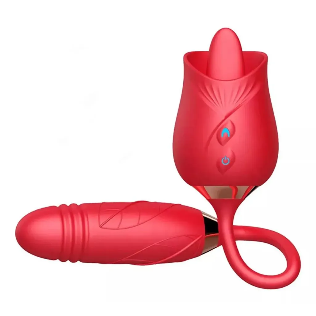 Vibrador con Bala y Lengua Rosa Doble Estimulación para Placer Interno y Externo